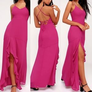 Lulus 

LUXURIOUS LOVE MAGENTA LACE-UP MAXI DRESS
